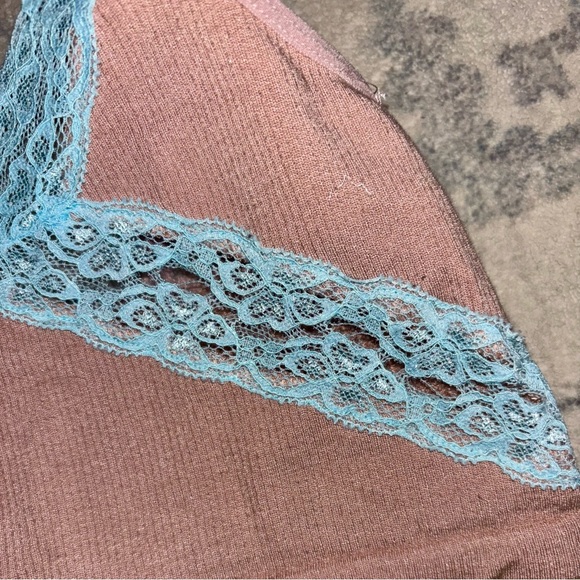 URBAN OUTFITTERS OUT FROM UNDER Tan & Teal Lace Trim Bralette Size XS. - Picture 5 of 7